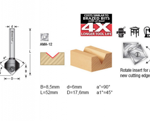 Insert V-groove router bit RC-45711-M Amana-Tool technical Data