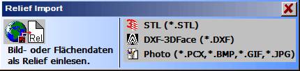 Relief Importformate STL - DXF - PMB - GIF - JPG Relief Importformate STL - DXF - PMB - GIF - JPG