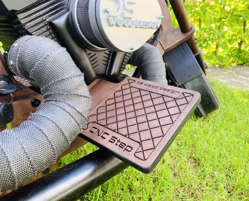 Wooden motorcycle foot rests