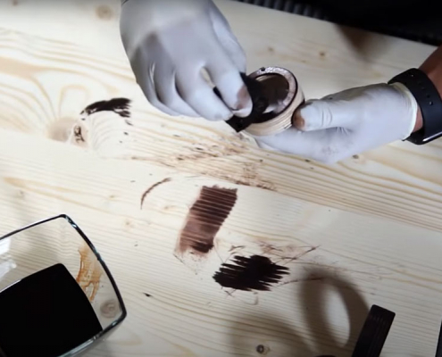 Wooden motorcycle staining milled parts