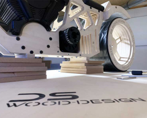 Wooden motorcycle test assembly