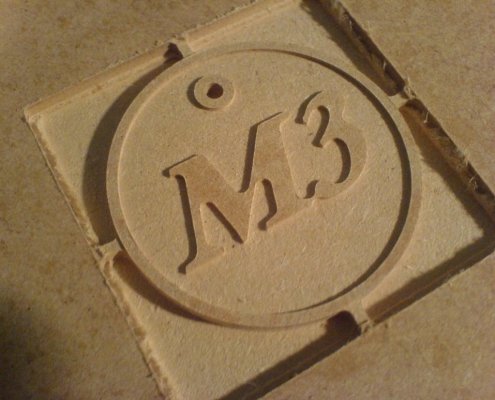 Emblem milled in a MDF board Emblem milled in a MDF board