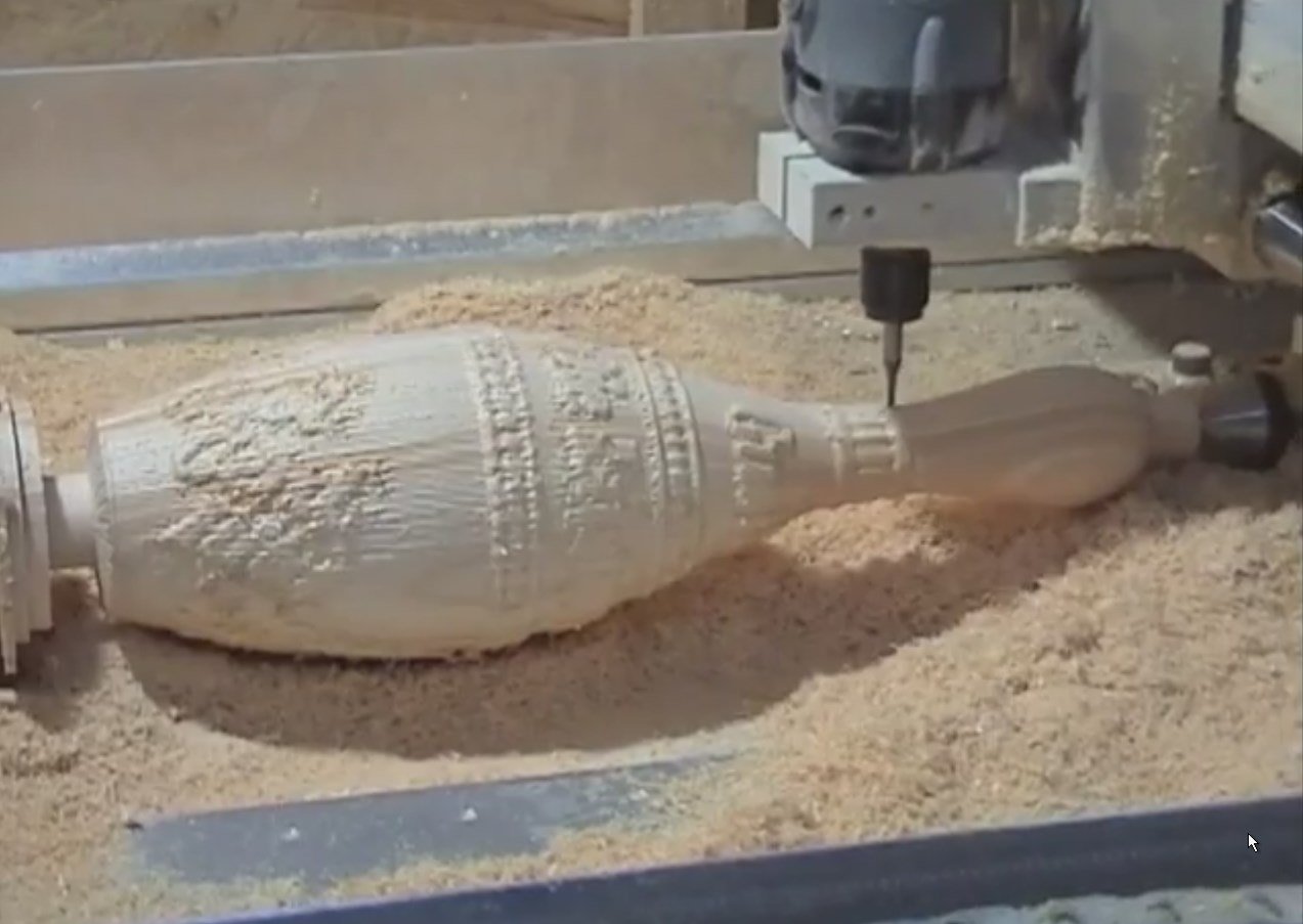 Wooden cone on fourth axle